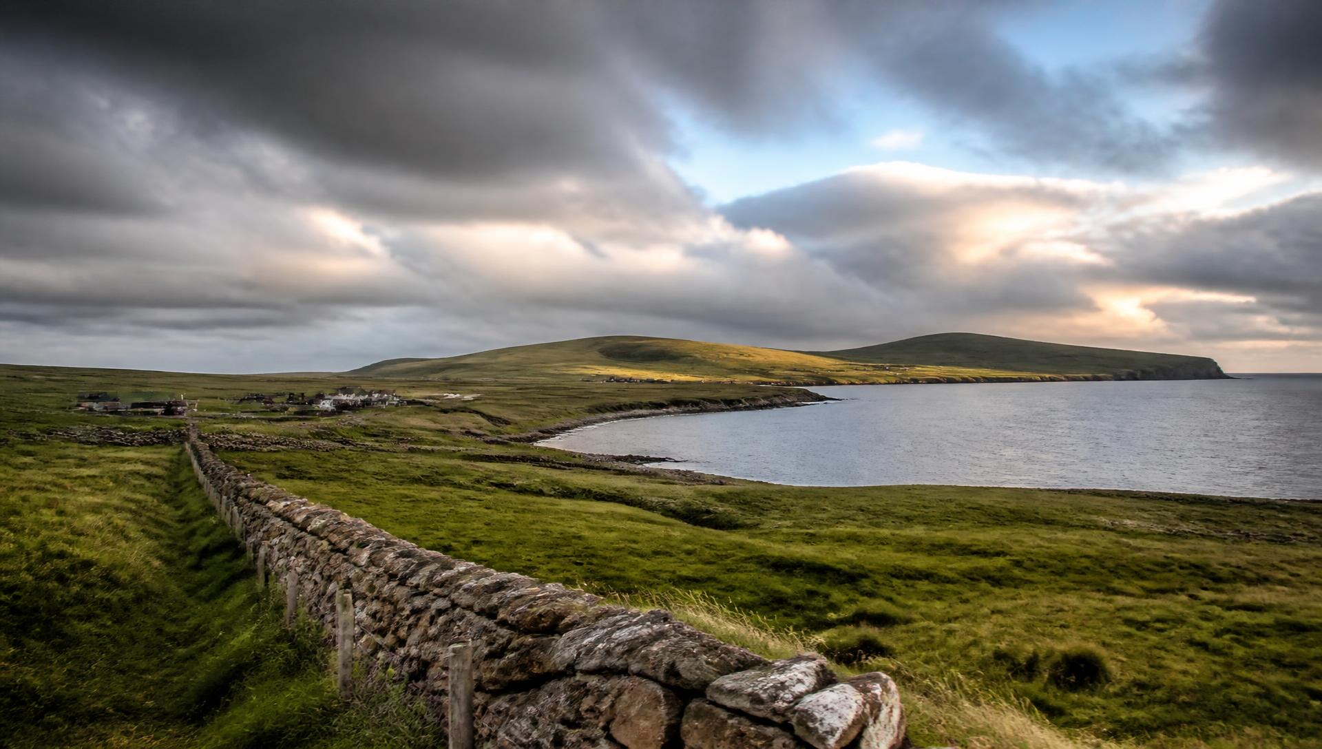 Coastline and moorland on Unst, Shetland Islands